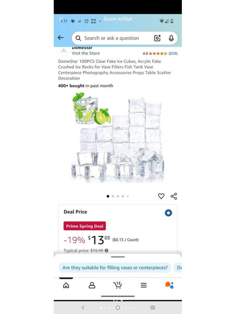100PCS Clear Fake lce Cubes, Acrylic Fake Crushed lce Rocks [COPY]